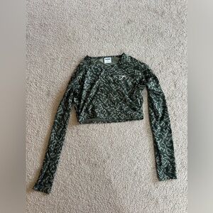 Gymshark Green and Black Training Long Sleeve Crop Top